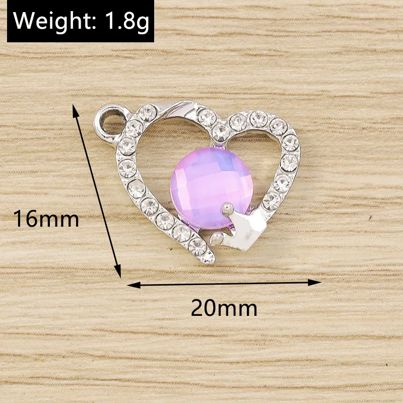 Tusember 10 Stück Exquisite Herzanhänger Kristallherzen Charms für Schmuckherstellung Modische Ohrhänger Halsketten DIY Bastelzubehör – Detail 12