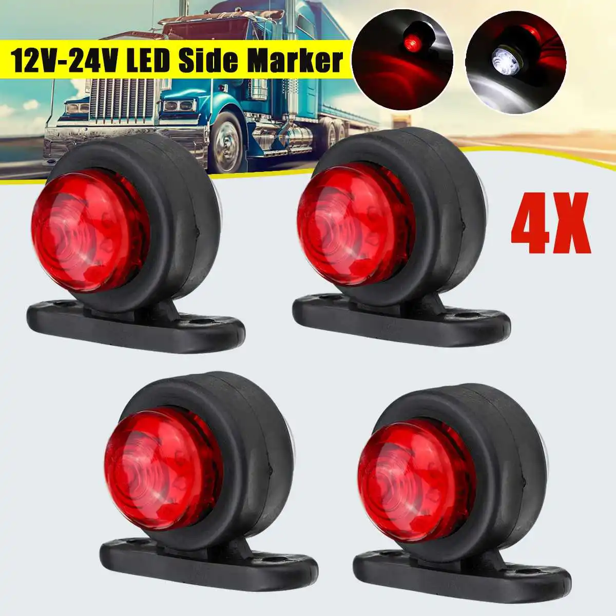 2PCS/4PCS LED Side Marker 12V/24V LED Truck Lights Trailer Lamp Outline