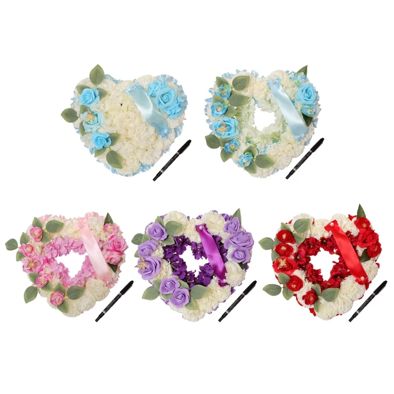 

Artificial Flower Funeral Floral Arrangement Heart Shape Memorial Wreath