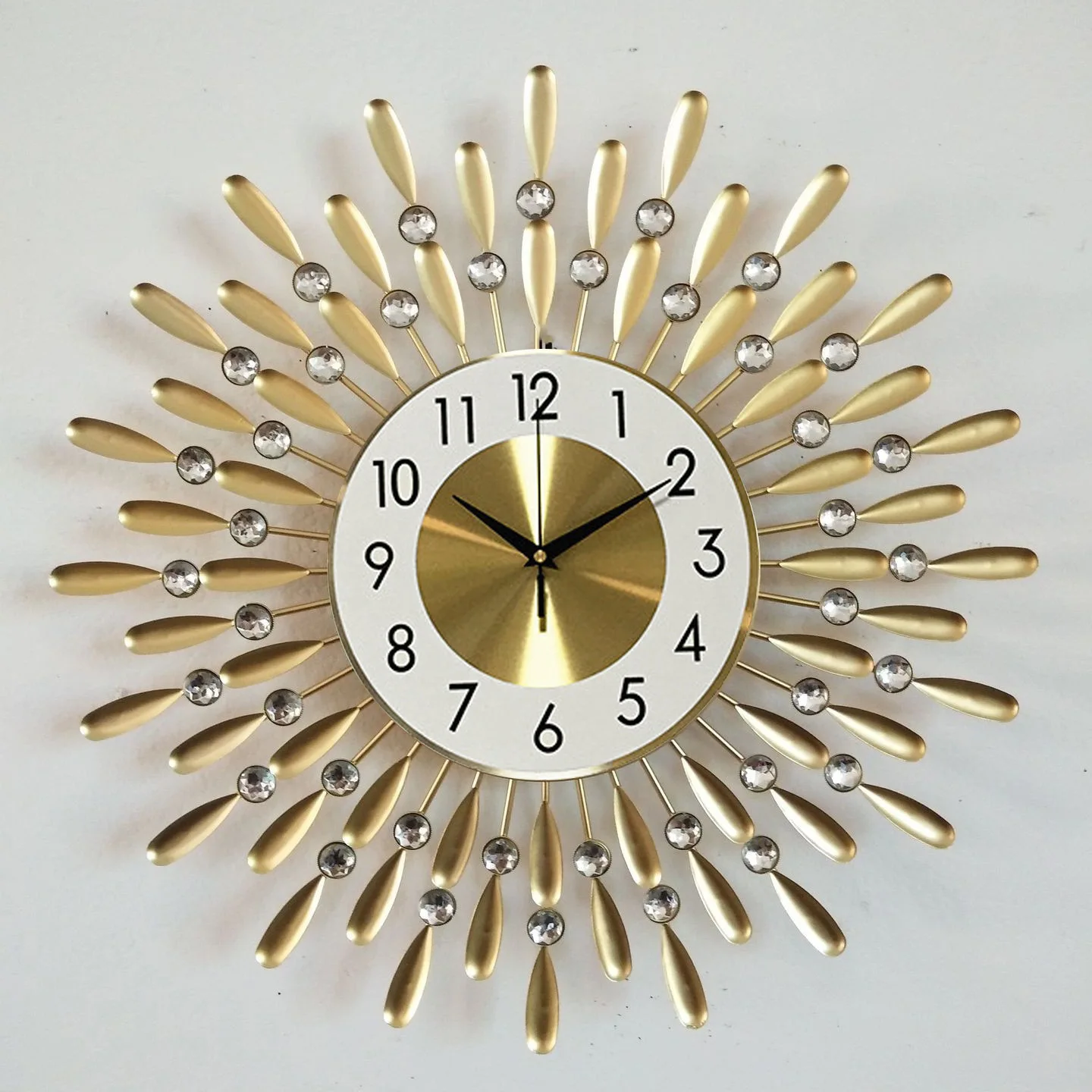 Wall Clock Mute Craft Light Metal Diamond-Embedded Starry Iron Clock Color:7;Sheet Size:Diameter 38cm