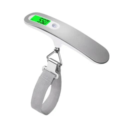 High-Capacity Digital Luggage Scale with LCD Display - Portable Electronic Hanging Belt (Silver)