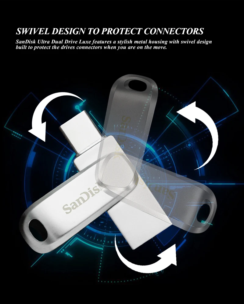 SanDisk Ultra Dual Drive Luxe USB 3.2 Typ-C Flash-Laufwerk Metall U-Disk 32GB 64GB 128GB 256GB 512GB 1TB Hochgeschwindigkeits-Speicherstick – Detail 7