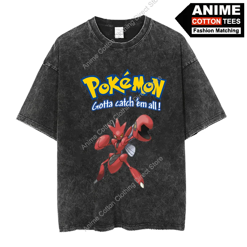 

Pokemon Scizor T Shirt Cartoon Anime Cute Elf Print Clothes Tops Y2k Harajuku Casual Unisex Oversized Loose T-shirt Cotton Tees