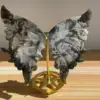 13-15cm Natural Energy Moss Agate Hand-Carved Butterfly Wings Home Decoration Gift Natural quartz crystal ++++ send bracket 3