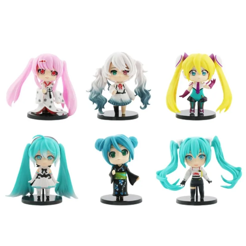 

2023 New Anime 6pcs Hatsune Miku Virtual Singer Manga Figurines Cinderella Hatsune Miku Pvc Action Figure Kawaii Model toy