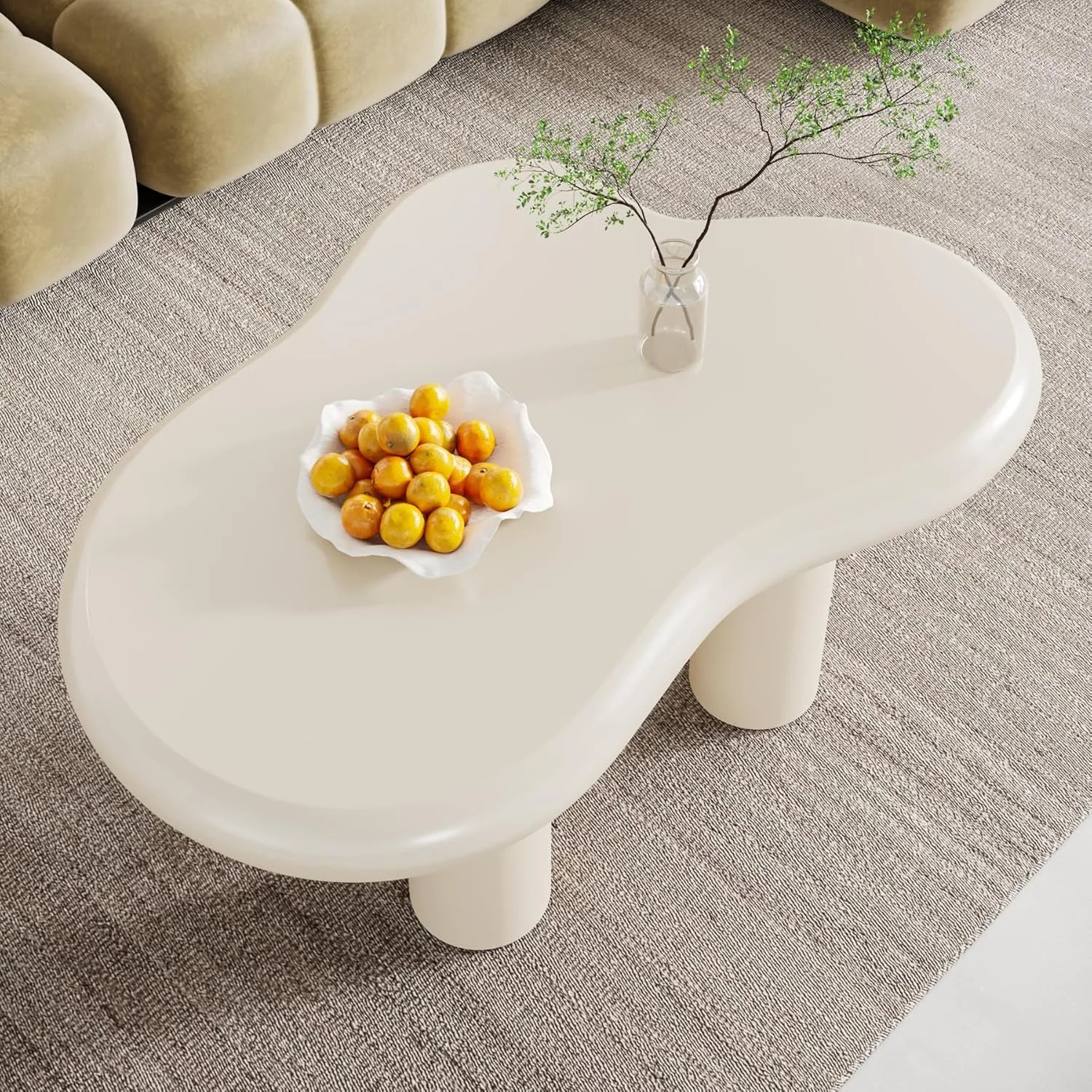 White Cloud Coffee Table, Cute End Modern Coffee Table, Cartoon Coffee Table, Cream White 2