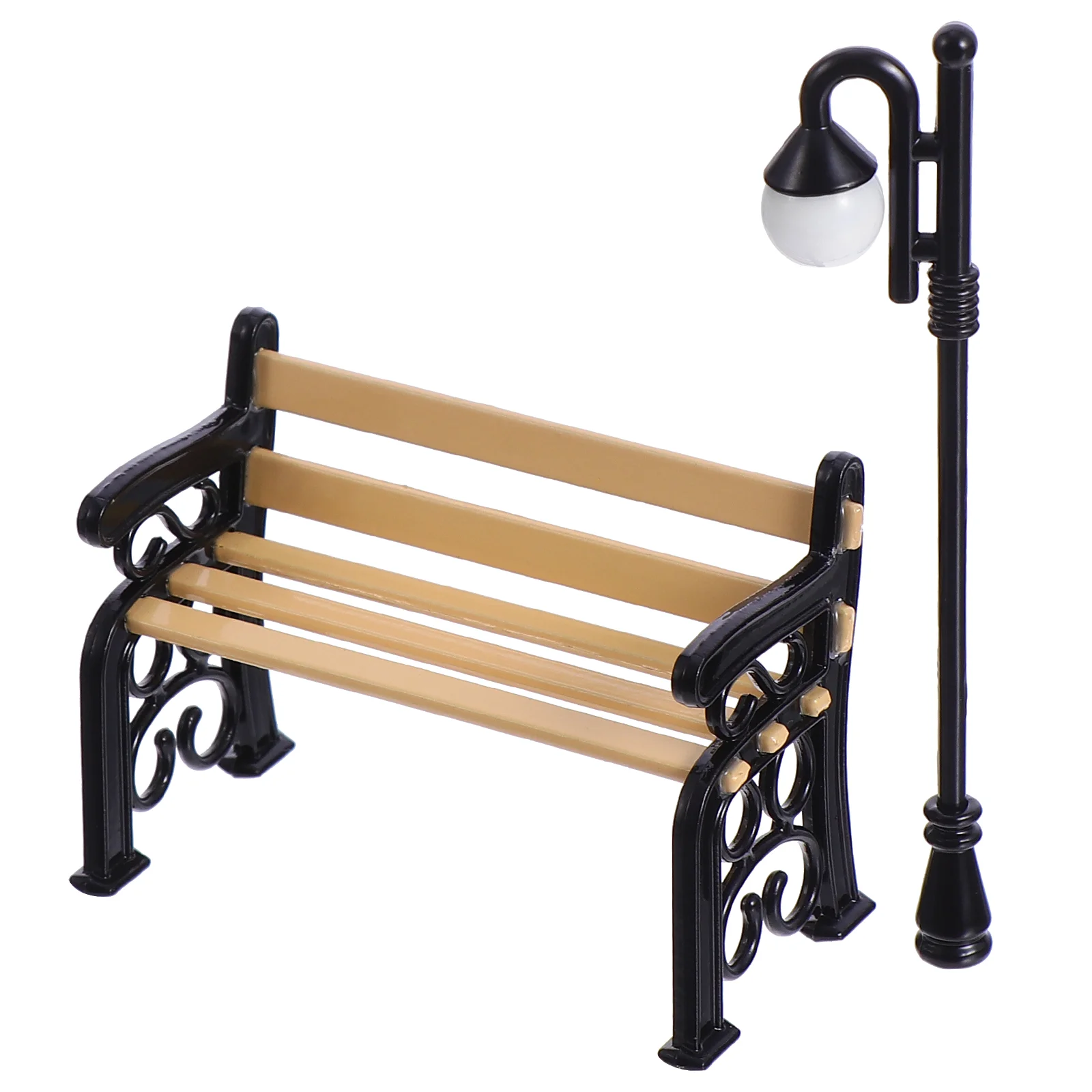 

Dollhouse Toys Mini Park Chair Long Street Light Model Miniature Ornament Post Outdoor Christmas Decorations