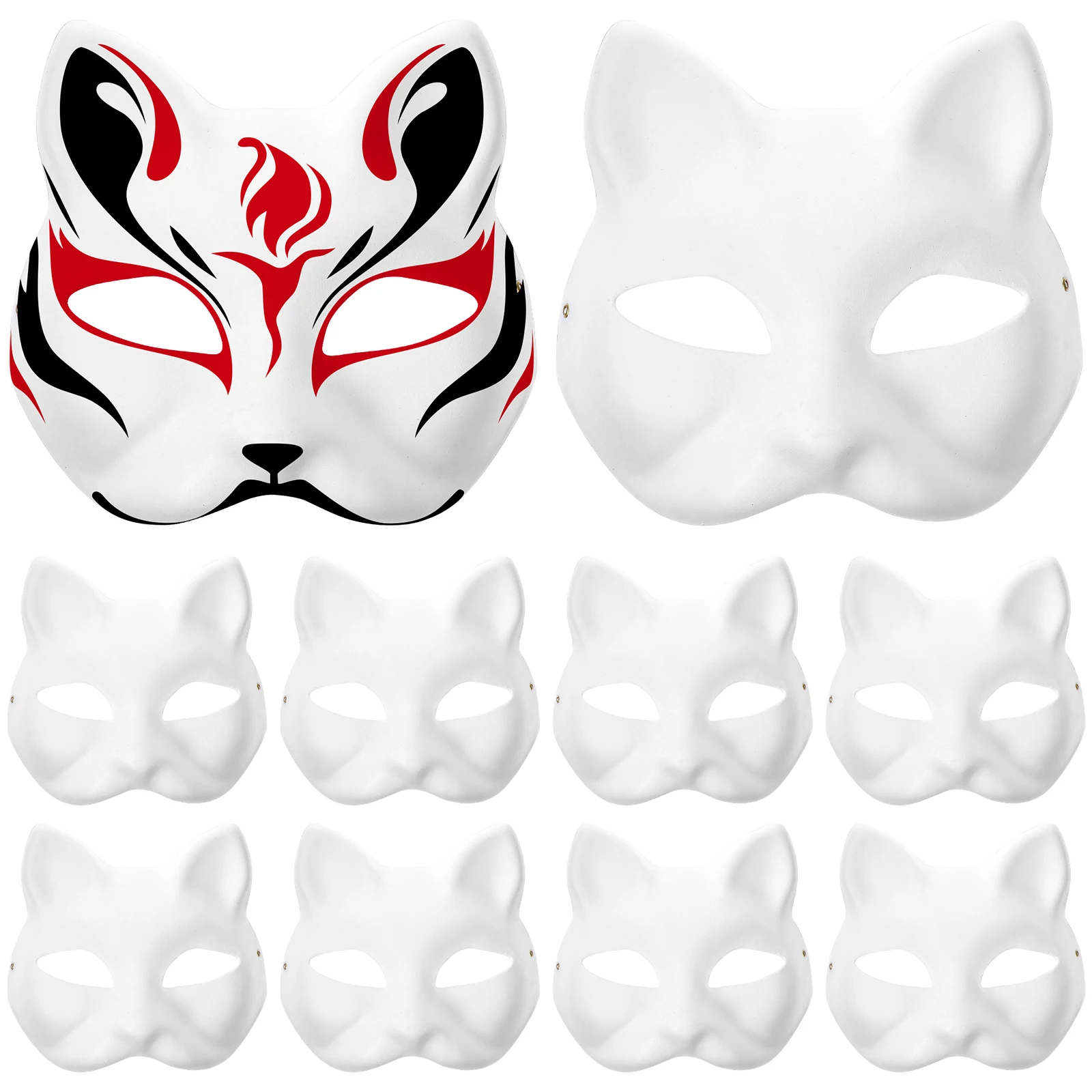 10 Pcs Cat Face Mask DIY Hand Painted Blank Mask Children's Kindergarten Teaching Mask Masquerade Costume Cosplay Therian 1pc halloween cat mask animal mask special costume prop cosplay masquerade mask