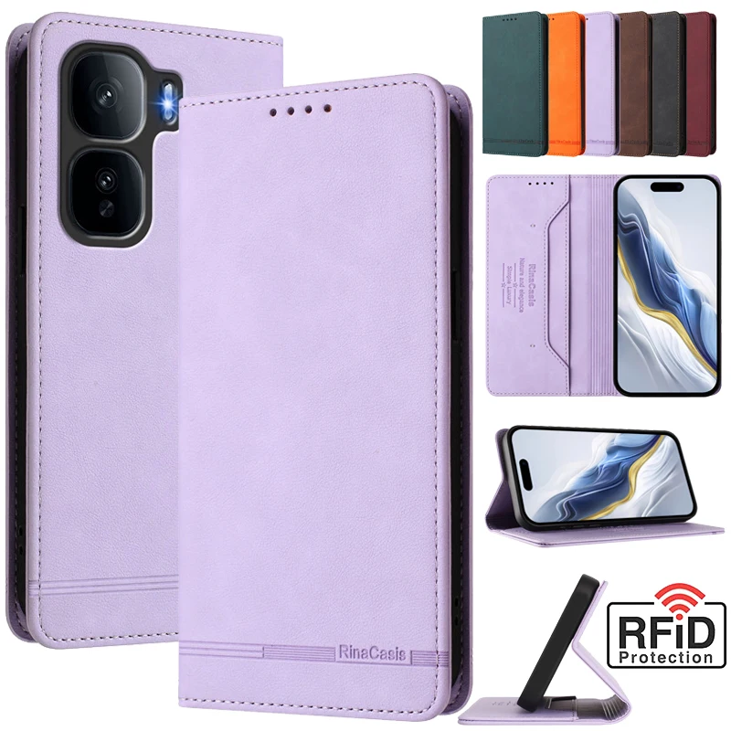Retro Leather Anti-Theft Wallet Flip Case with Magnetic Hasp and Card Slot