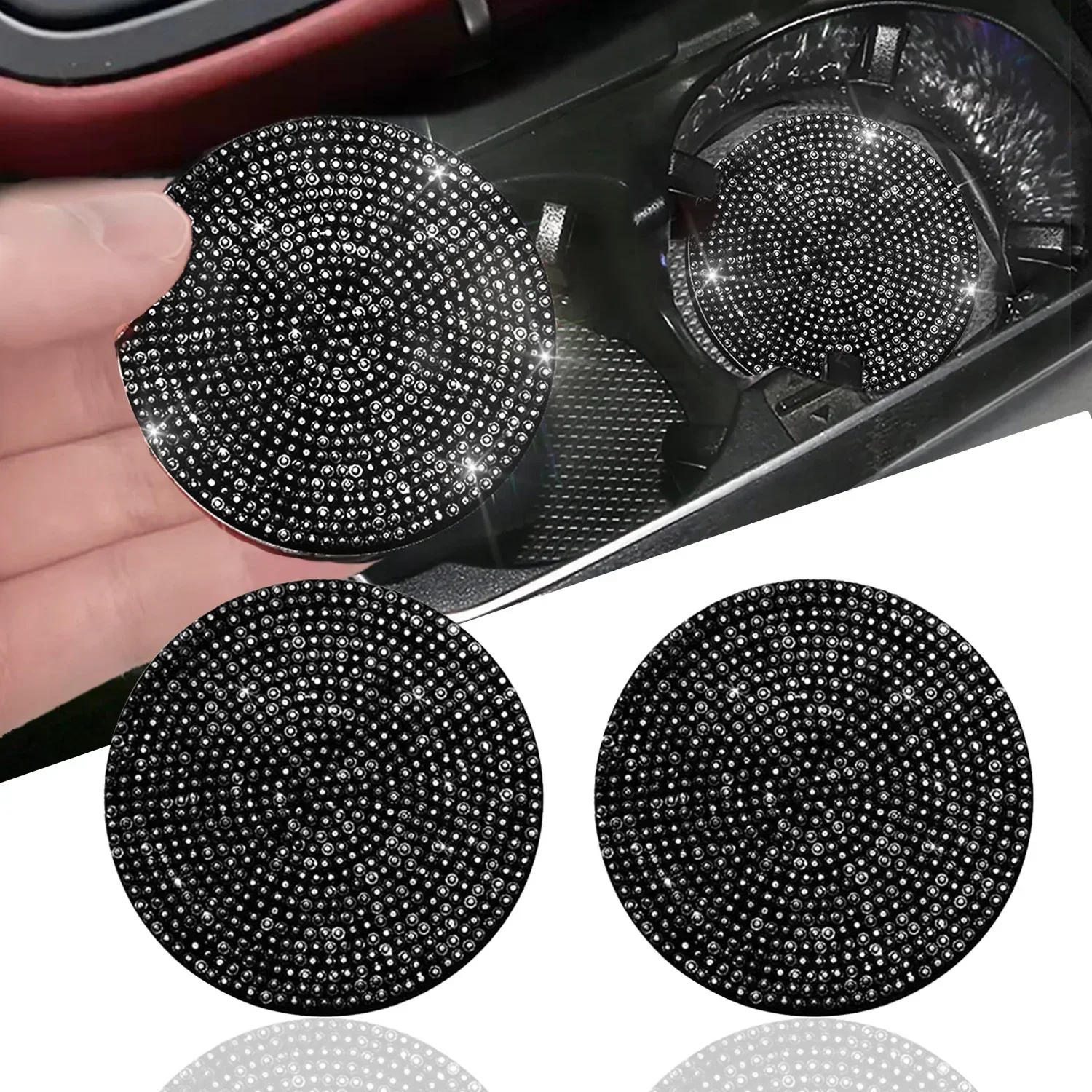 Multifunctional Car Diamond Coaster Water Cup Slot Non-Slip Mat Silica Pad Cup Holder Mat Auto Interior Decoration Accessories