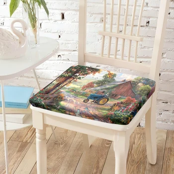 농장 자동차 집 프린트 의자 쿠션 사각 매트, 부드러운 식당 사무실 패드, 결혼식 연회 좌석 의자 패드, 홈 데코