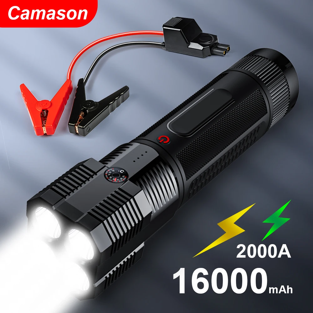 Camason-arrancador de batería de coche con linterna, potenciador