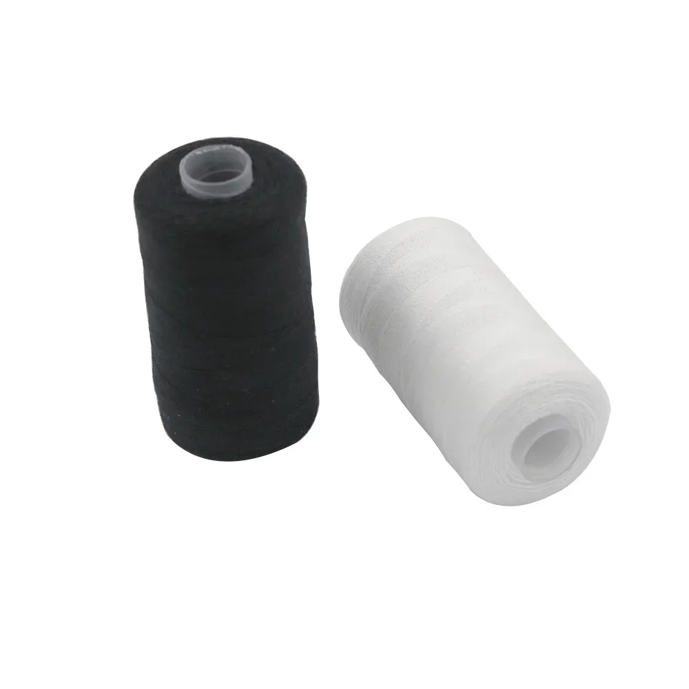 Enhanced Sewing Thread Set - Durable Black & White Polyester Threads (2 Pack, 500M Each)