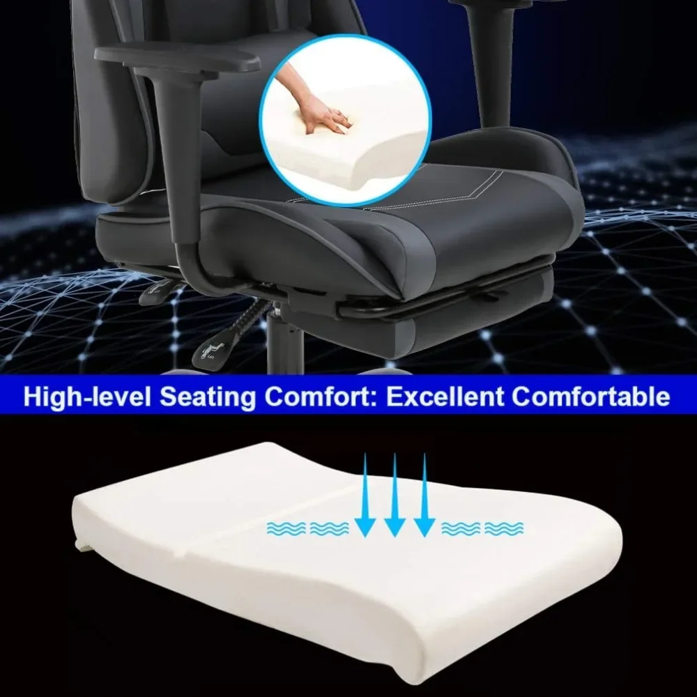 Gaming Chair Cheap Desk Chair Executive PU Leather Rolling Swivel Computer Chair With Lumbar Support Grey Office Furniture 3