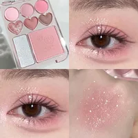 8-Color Pink Orange Eyeshadow Palette Facial Blusher Highlighter Brightening Lasting Heart-shaped Eye Shadow Makeup Cosmetics 2