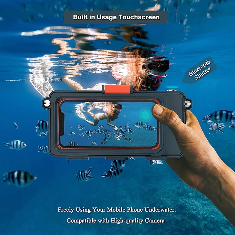 IPX8 Waterproof Phone Case para iPhone, Samsung Galaxy All Series, caixa de telefone de mergulho profissional com controlador Bluetooth