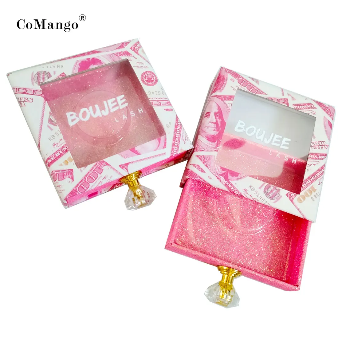 Wholesale DIY Cluster Lash Box Case With Diamond Handleaux Cils 25mm Lash Boxes Eyelash Packaging Box Magnetic Square Case Bulk 2