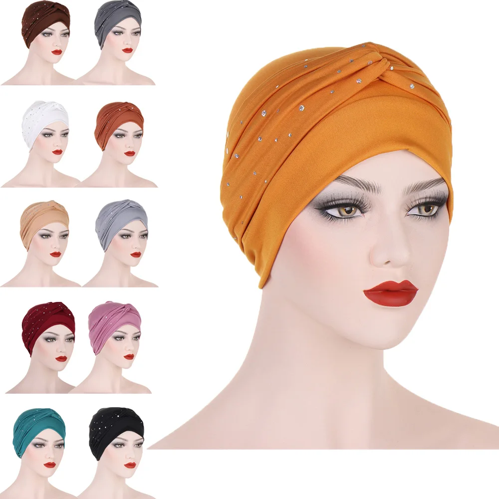 

India Women Muslim Hijab Bonnet Twist Knot Chemo Cap Cotton Cancer Hair Loss Hat Femme Beanies Headhand Headwrap Turbante Mujer