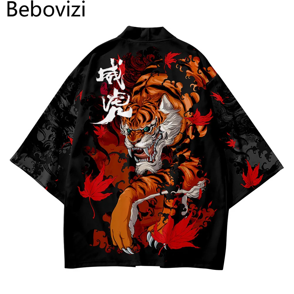 Kimono Streetwear Cardigan Cosplay Haori Yukata Tops Robe Plus Size 5XL 6XL Tiger Print Beach Japanese Style Men Women