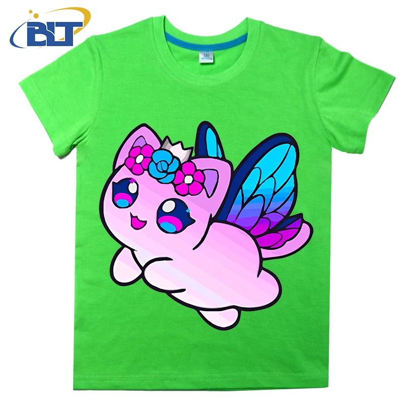 cute aphmau cat printed kids T-shirt summer pure cotton short-sleeved casual top suitable for both boys and girls 3