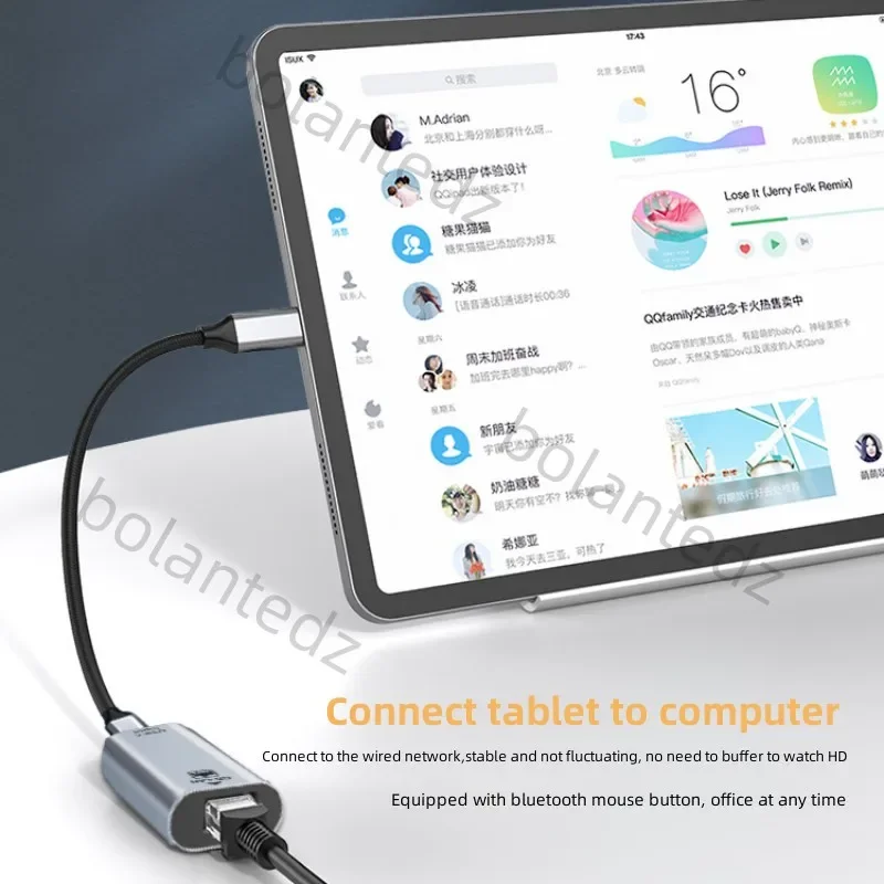 PC 노트북 스마트폰용 유선 LAN 네트워크 카드, USB C 암-RJ45 암 USB C 타입-이더넷 어댑터, 10/100/1000 기가비트
