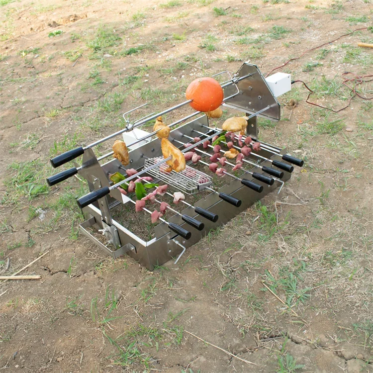 Cyprus BBQ Stainless Steel Grill Grilling Chicken Small Portable Skewers Rotisserie For Travel