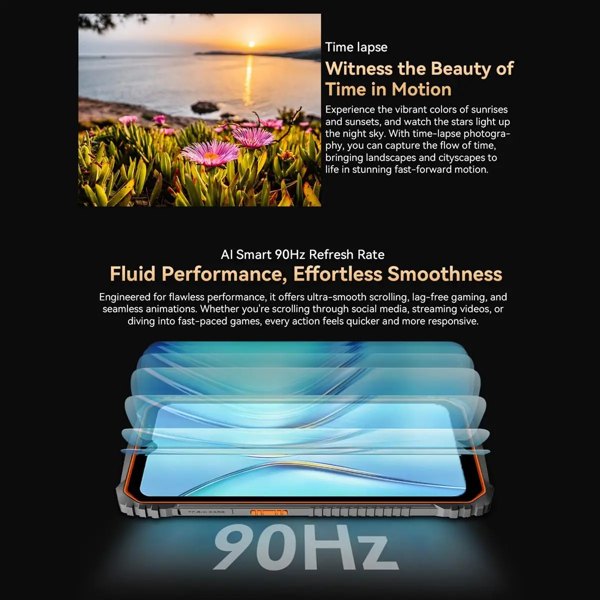 Blackview Oscal Marine 2 Smartphone 6.56'' Display 90Hz 4GB+64G/ 8GB+128GB 16MP Camera 11000mAh Android 15 4G Mobile Phone