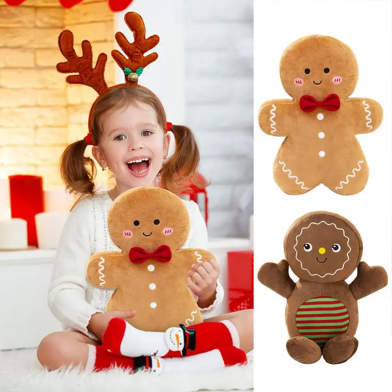 15inch Gingerbread Man Plush Toy Soft And Comfortable Cartoon Anime Gingerbread Man Plushie Doll toy New Year Gift For Kids toy stuffed lion plush toys cartoon smile lion doll comfortable soft lion pillow new year gift