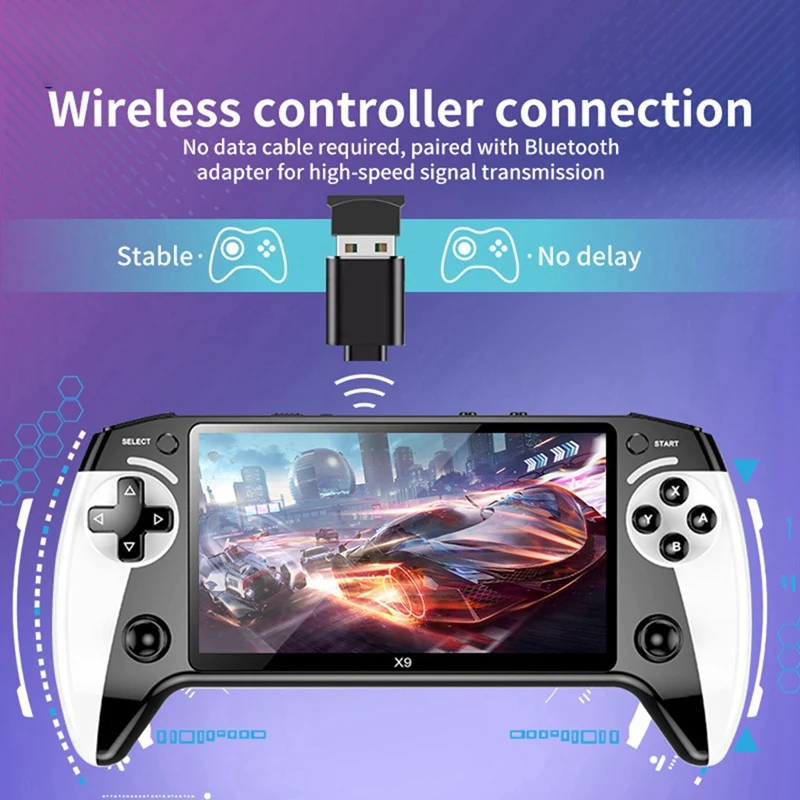 X9 휴대용 게임 콘솔, 8GB 2000 + 게임, 5.5 인치 IPS 스크린 레트로 아케이드 게임 콘솔, 어린이 선물