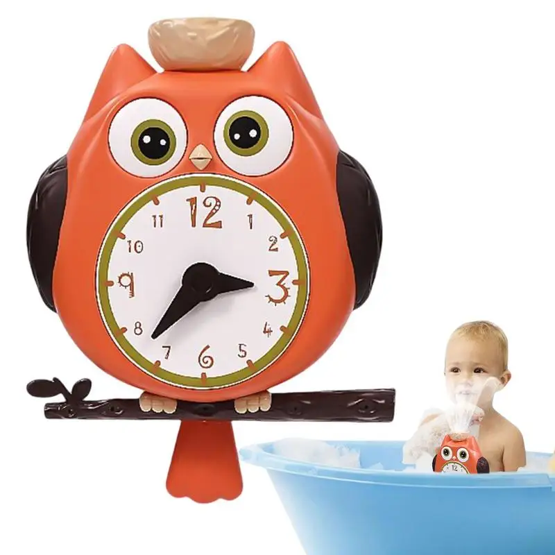 

Shower Toys For Kids Cartoon Owl Clock Shower Water Toys Boys & Girls Interactive Animal Toys With 3 Suction Cups For Bath Time