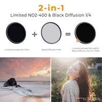 K&F CONCEPT Nano-X Variable Neutral Density ND2-ND400 & 1/4 Black Mist Multifunctional 2 in 1 Filter 49mm-82mm for Camera Lens 2