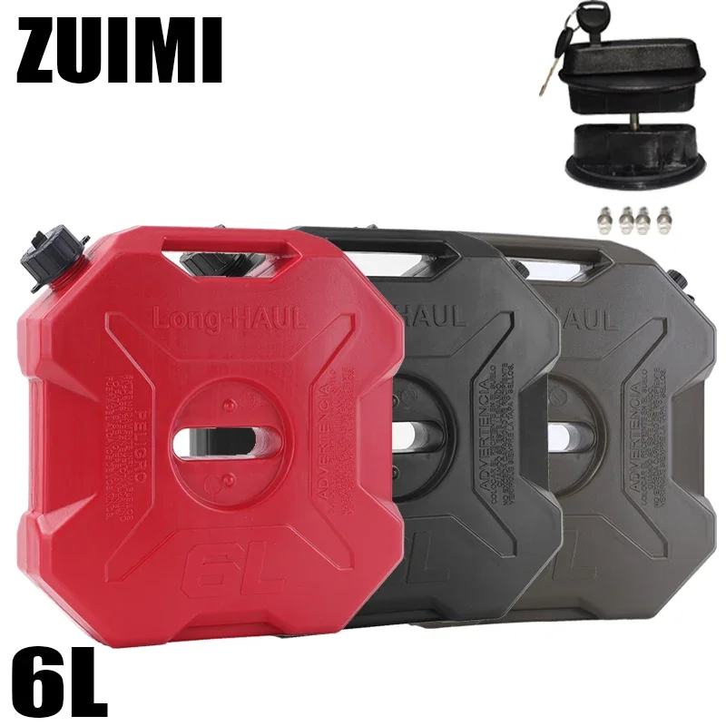 6L ATV UTV Motorcycle Spare Jerry Can Gas Fuel Tank Petrol Container Gasoline Petrol Tank Canister Motorcycle Car Accessories Petrol Can Motorcycle Fuel Container