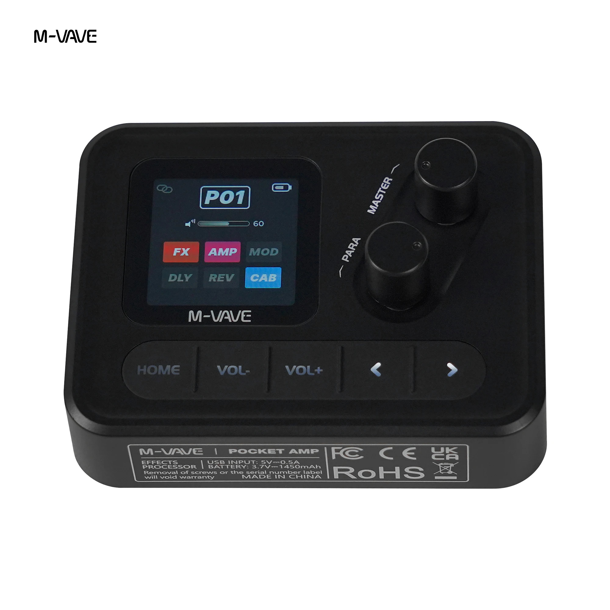 M-VAVE Pocket AMP Mini Guitar Bass Amp 1.54 LCD Color Screen