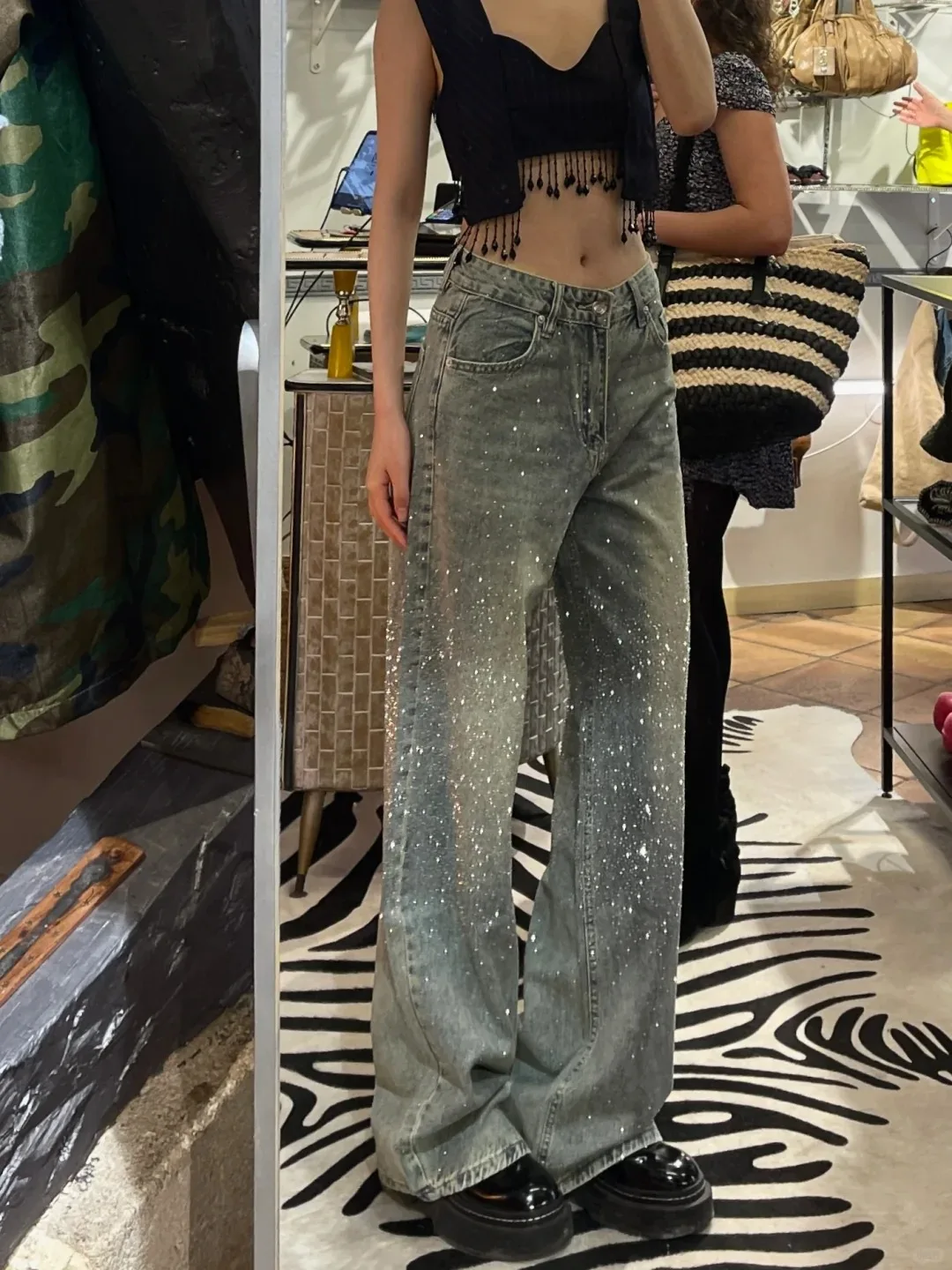 パンツ \"Glitter Swag Baggy Denim\" Y2K archive Amazon.com: Men's Jeans Baggy Pants Y2K Hip Hop Jeans