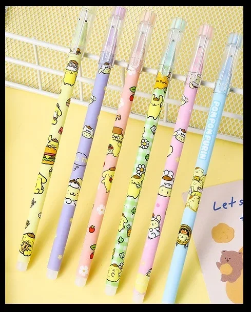 12 개/상자 Sanrio Cinnamoroll Pom Pom Purin Kuromi 학교로 돌아 가기 귀여운 펜 문구 용품 펜 학교 선물
