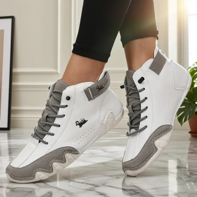 High Top Shoes for Women Spring Autumn Fashion Breath Casual Loafers Anti Slip Soft Sole Comfort Versatil Couple's Bare Boots