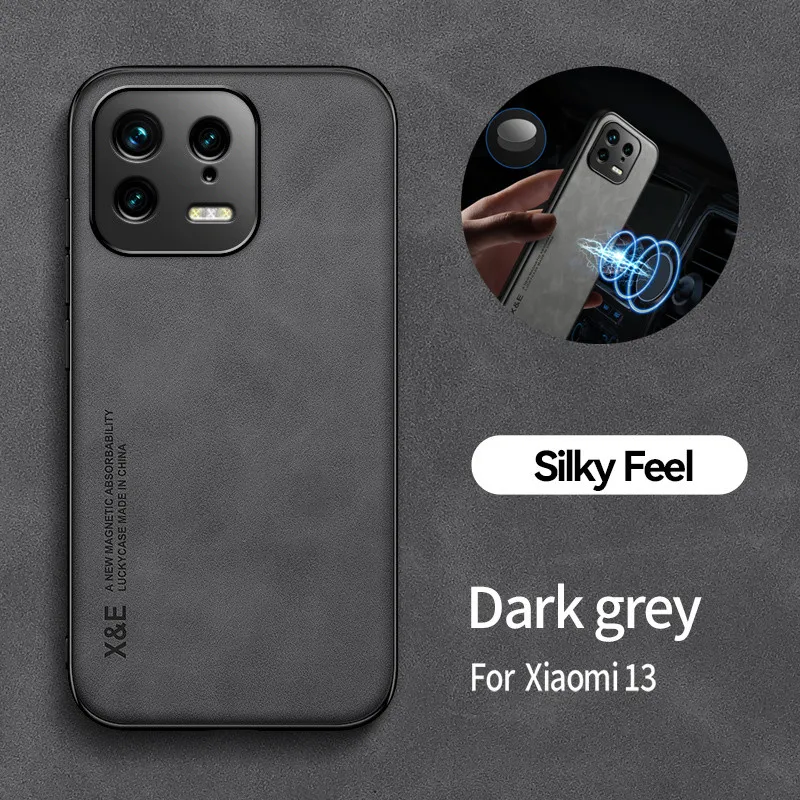 Fir Xiaomi 13 Hülle Agebaute Metallplack Magnéitesch Autohalterung Telefonshülle Fir Xiaomi Mi13 Mi 13 Pro Xiaomi13 5G Lieder Réckhülle_voghion.com