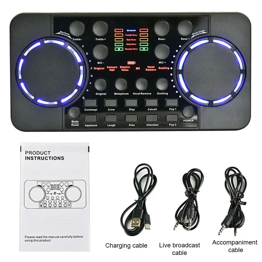 Mixer Live Broadcast Studio Singing Noise Reduction Portable External Bluetooth 4.0 Sound Card For Phone Computer Recording