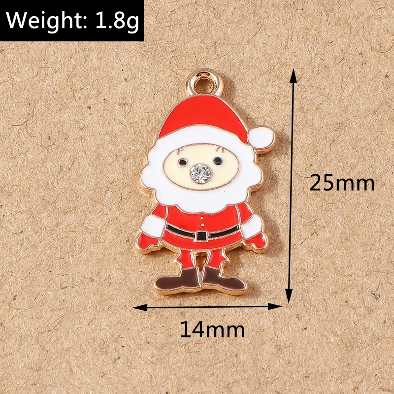 10 stücke Emaille Weihnachten Santa Claus Schneemann Charms Anhänger für Schmuck Herstellung Ohrringe Armband DIY Halskette Zubehör – Detail 13