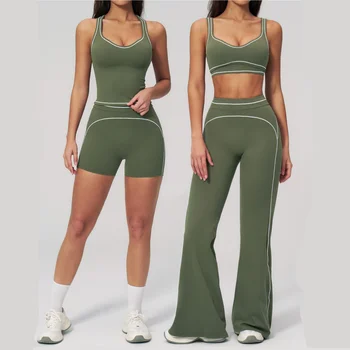 Yoga Clothes Set 2 PCS Sportswear Workout Tracksuit Women Sports Set High Waist Leggings Fitness Suit Running Bra Gym Outfits 1