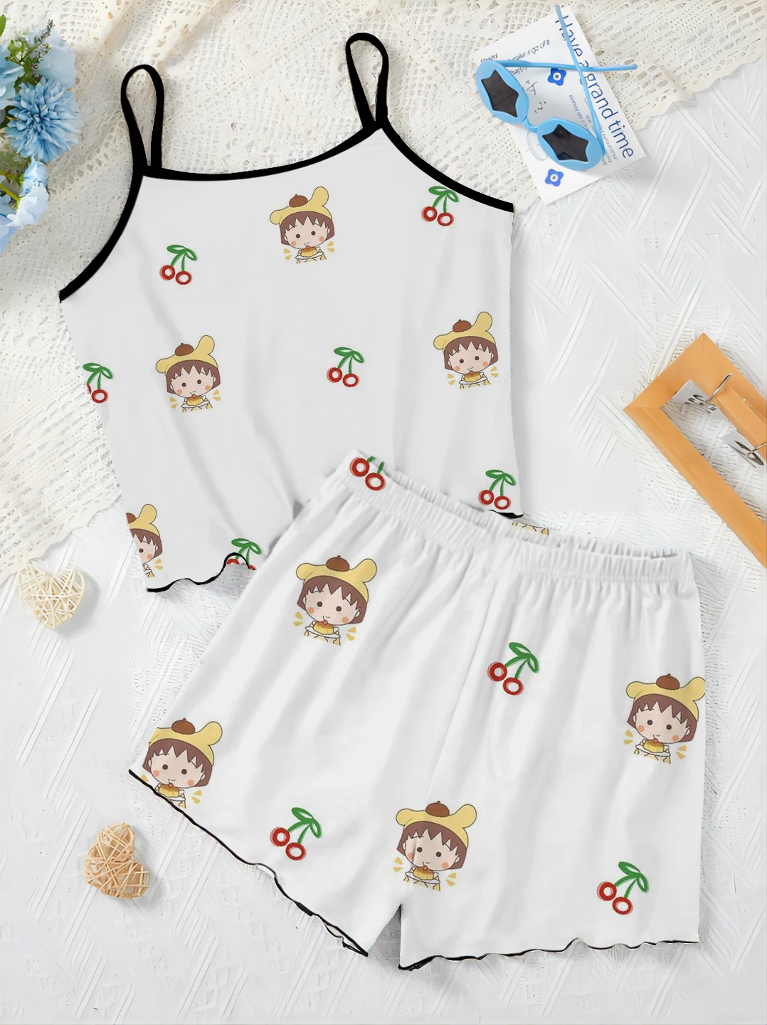 Elegant Women's Sets Slip Dress Chibi Maruko-chan Lettuce