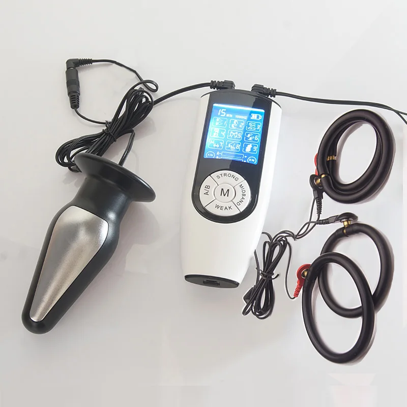Electric Shock Sex Toys Electro Penis Stimulator Ring BDSM Cock Cage Estim Anal Butt Plug E stim for Men electro sex toys,electric sex toys