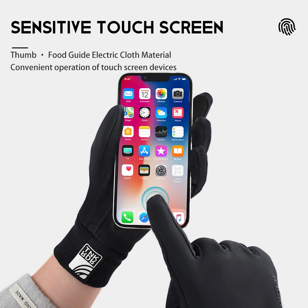 ThinkRider -5° Winter Warm Full Fingers Waterproof Cycling Outdoor Sports Running Motorcycle Ski Touch Screen Fleece Gloves 2