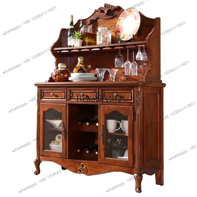 LXAmerican all-solid wood dining side cabinet integrated against the wall household storage side cabinetSSS