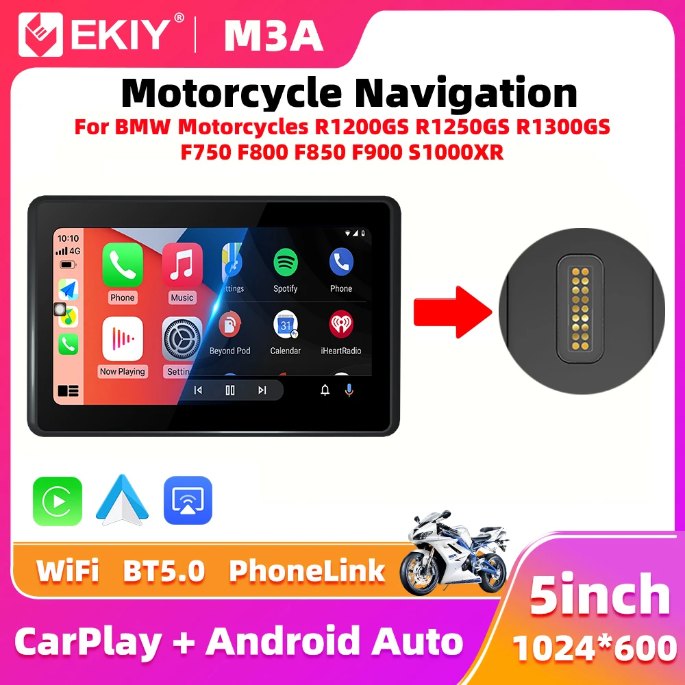 EKIY Wireless CarPlay Moto Android Auto GPS Motorcycle Navigation