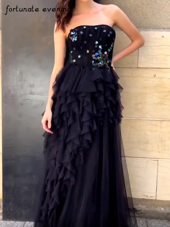 

Fortunate Evening Elegant Vintage Sexy Sweet Crystal Beaded Ruffle Mermaid Formal Occasion Prom Dress Evening Party Gowns