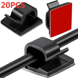 Self - Adhesive Cable Management Clips for Home, Office, and Car (20PCS - Black)