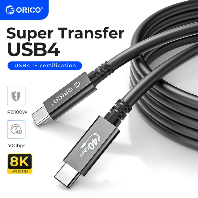 Thunderbolt 4 Cable Thunderbolt 3 USB 4.0 Cable Video 8K 60Hz 40Gbps PD  100W Fast Charge Certified Data Transfer