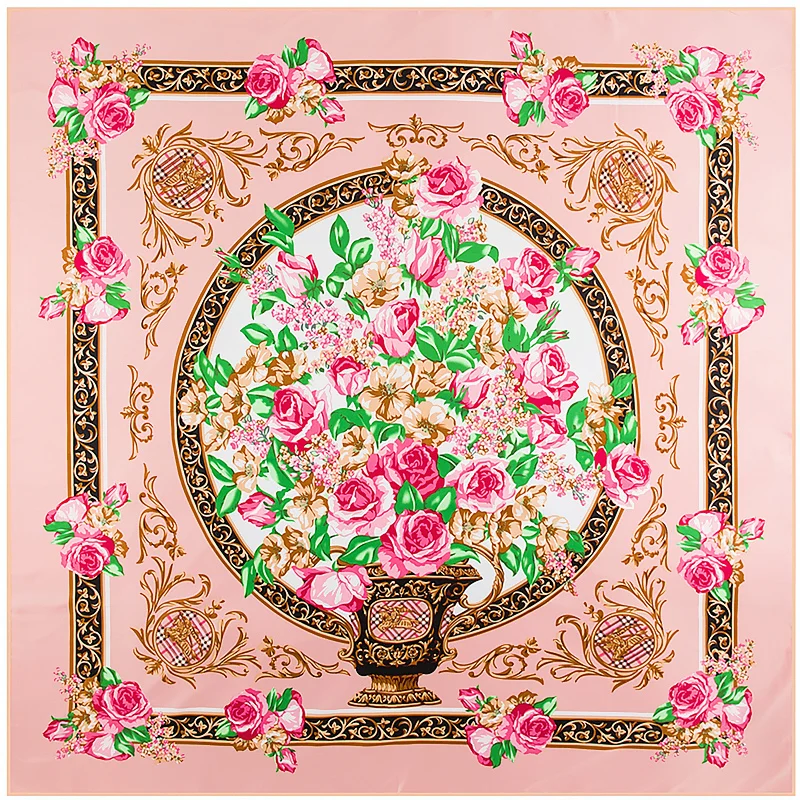 

2024 саржевый шелковый шарф, Женские Большие шали, бандана, большой платок, Женские платки 130 см, цепочка из пашмины, квадратные шарфы с принтом