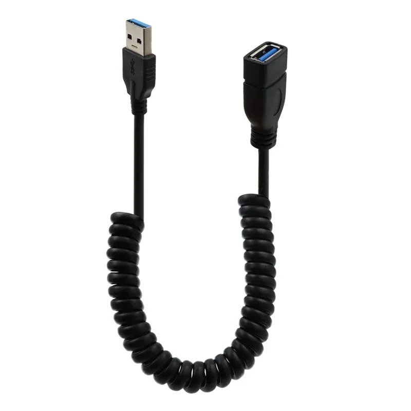 Coiled USB Extension Cable - USB 3.0 Male to Female, 1.5m/3.3ft